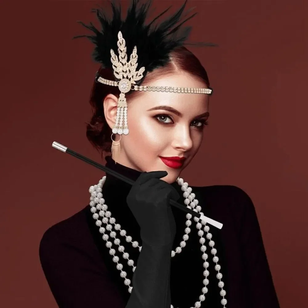 5PCS 1920s Accessories Flapper Great Gatsby Vintage Retro Costume Set NEW